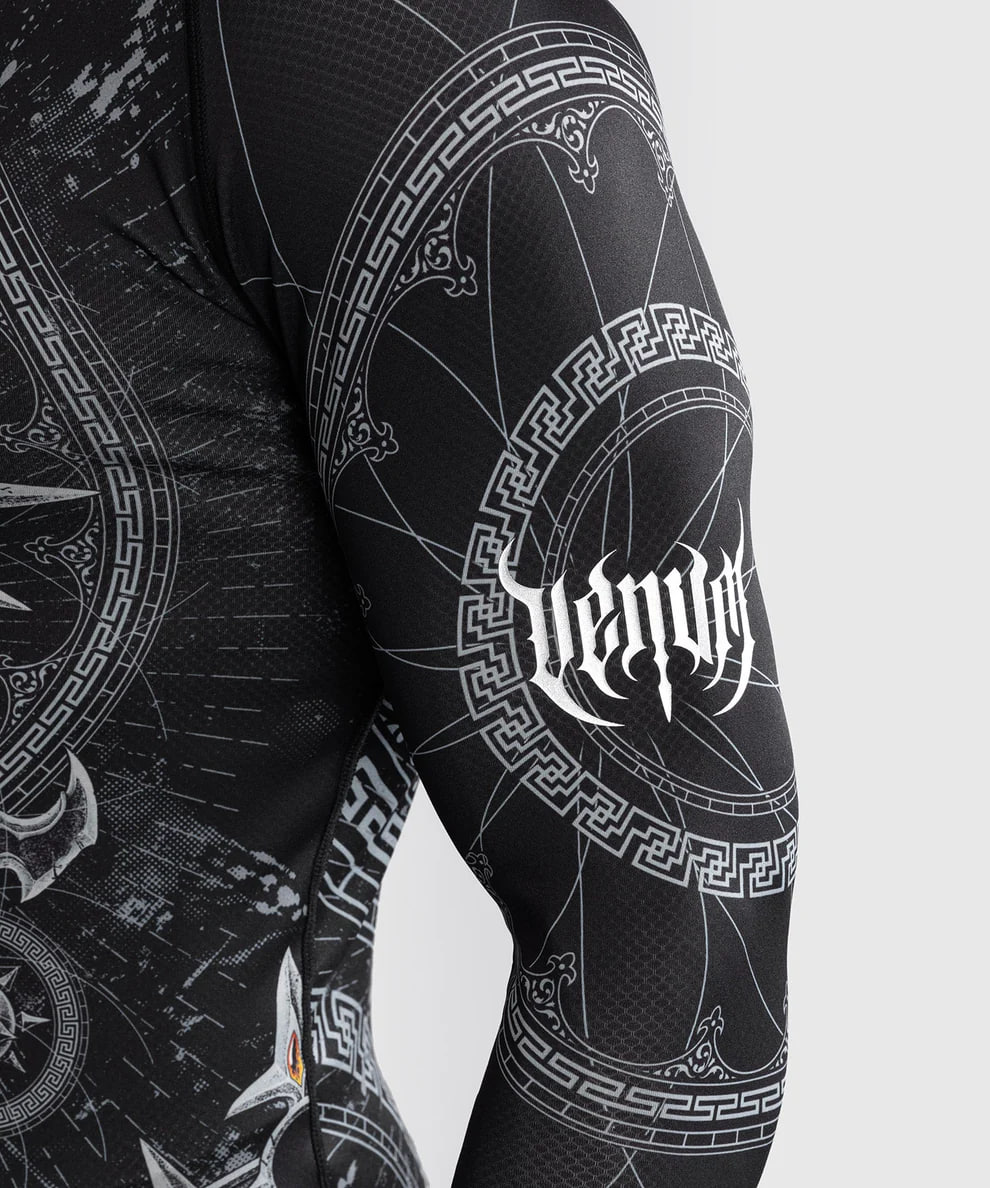 Рашгард Venum Gladiator 5.0 Mens Long Sleeve Rashguard Black Silver фото