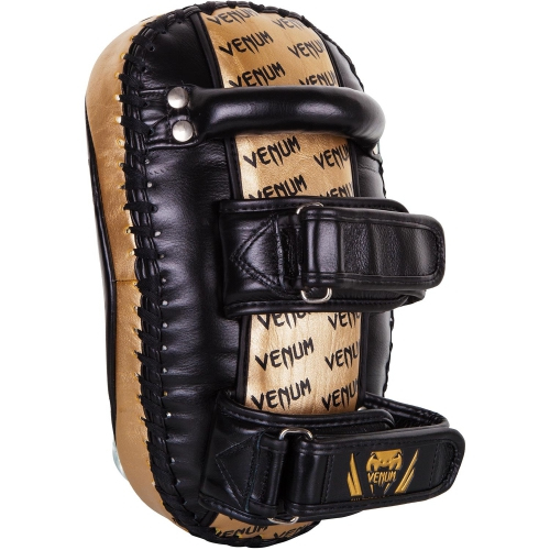 Тай-пади Venum Kick Pads Leather Black Gold фото
