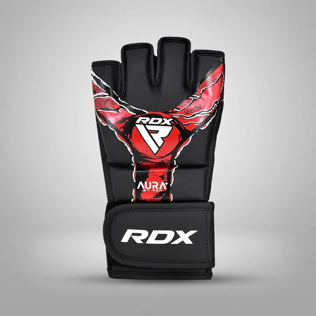 Рукавиці для ММА RDX F-17 Aura Plus Grappling Gloves Black Red оригінал