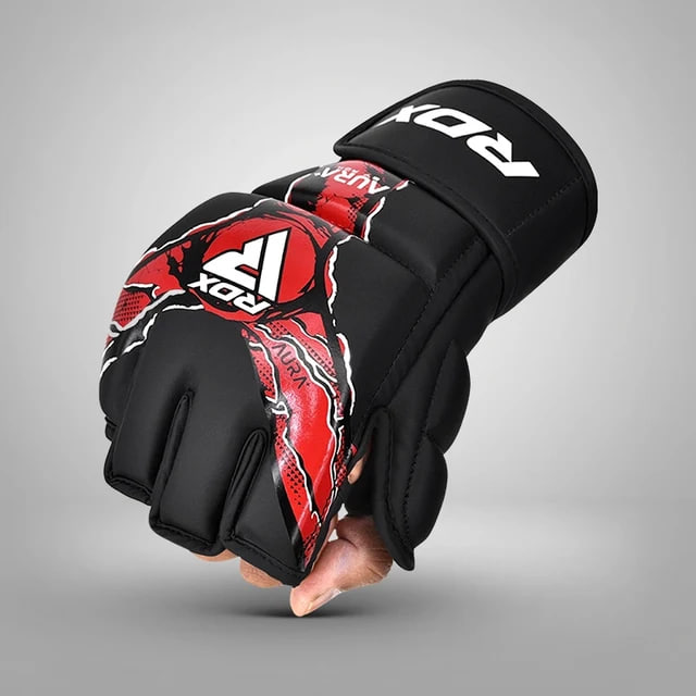 Рукавиці для ММА RDX F-17 Aura Plus Grappling Gloves Black Red купити
