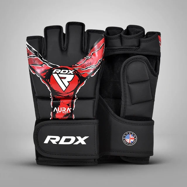 Рукавиці для ММА RDX F-17 Aura Plus Grappling Gloves Black Red