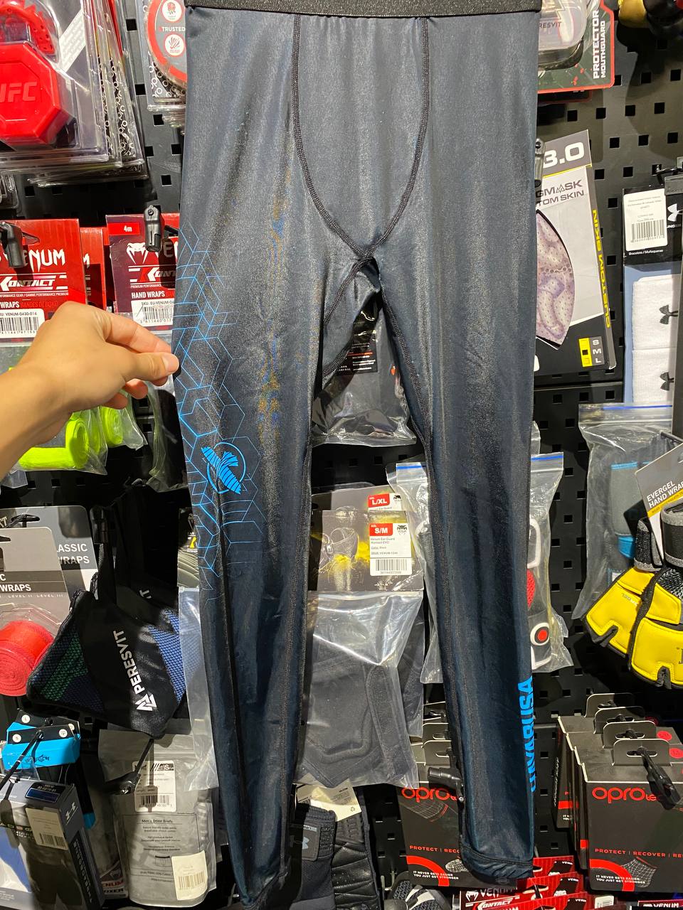 MARKDOWN HAYABUSA GEO JIU JITSU SPATS BLUE COMPRESSION PANTS price