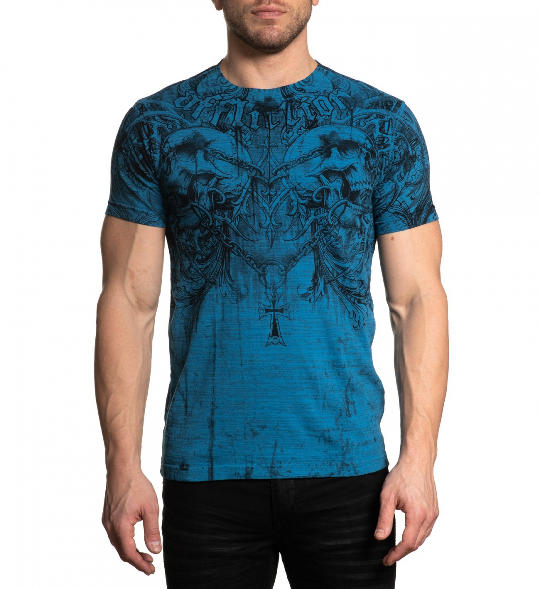 Футболка Affliction Shred Tactic SS Tee Pacific Blue