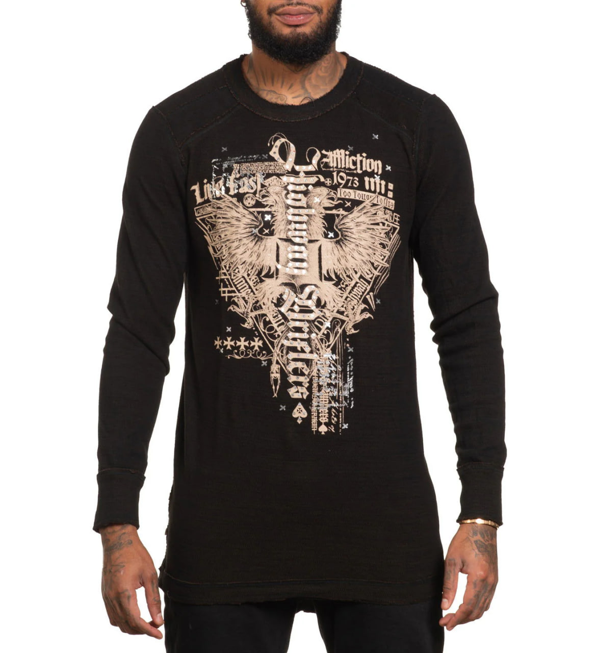 Long sleeves Affliction Highway Drifters LS Rev. Thermal Black Tobacco Brown