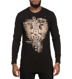 Long sleeves Affliction Highway Drifters LS Rev. Thermal Black Tobacco Brown