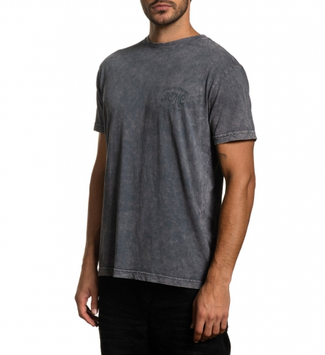 Футболка Affliction Custom Garage SS Tee Charcoal Lava Wash купити
