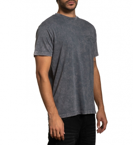 Футболка Affliction Custom Garage SS Tee Charcoal Lava Wash фото
