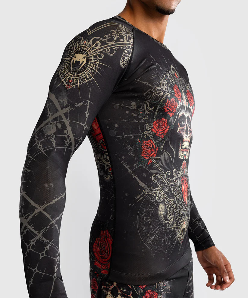 Рашгард Venum Santa Muerte 5.0 Men’s Long Sleeve Rashguard Deep Black Gold розмір