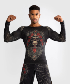 Venum Santa Muerte 5.0 Mens Long Sleeve Rashguard Deep Black Gold buy