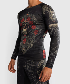 Venum Santa Muerte 5.0 Mens Long Sleeve Rashguard Deep Black Gold