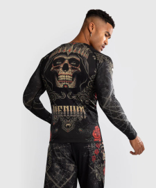 Venum Santa Muerte 5.0 Mens Long Sleeve Rashguard Deep Black Gold original
