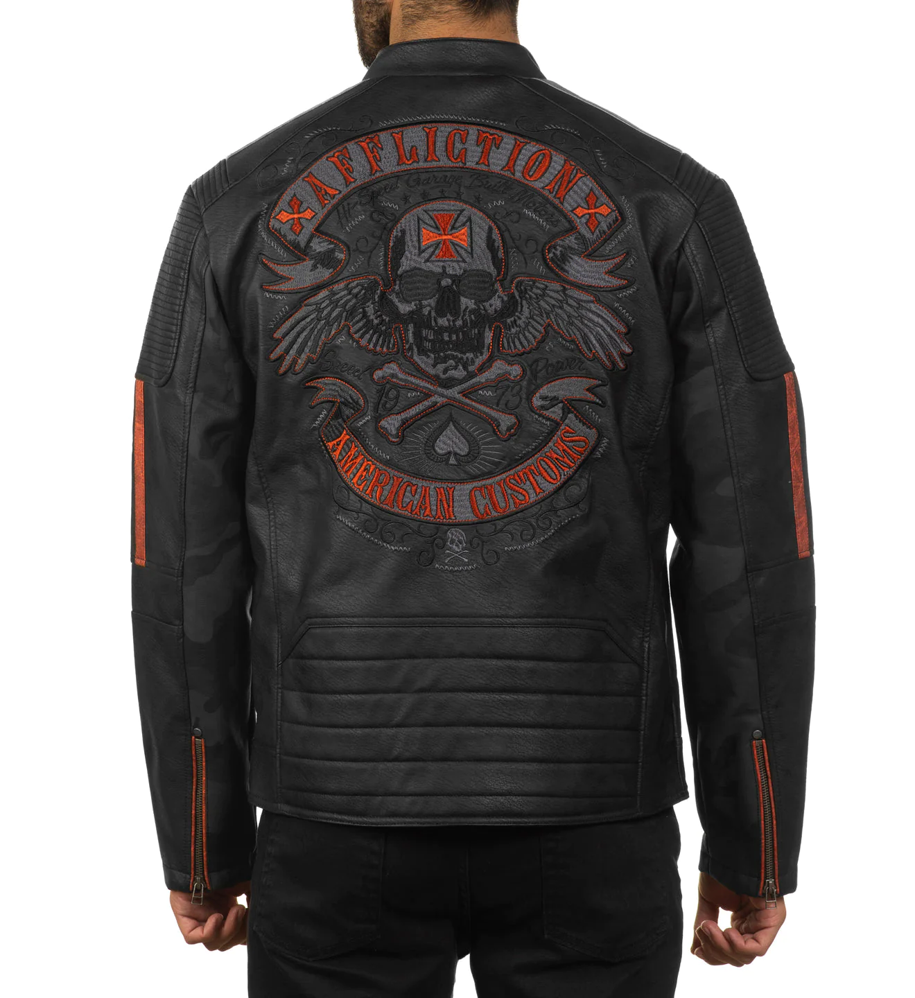 Affliction Black Bird Jacket Black Orange buy