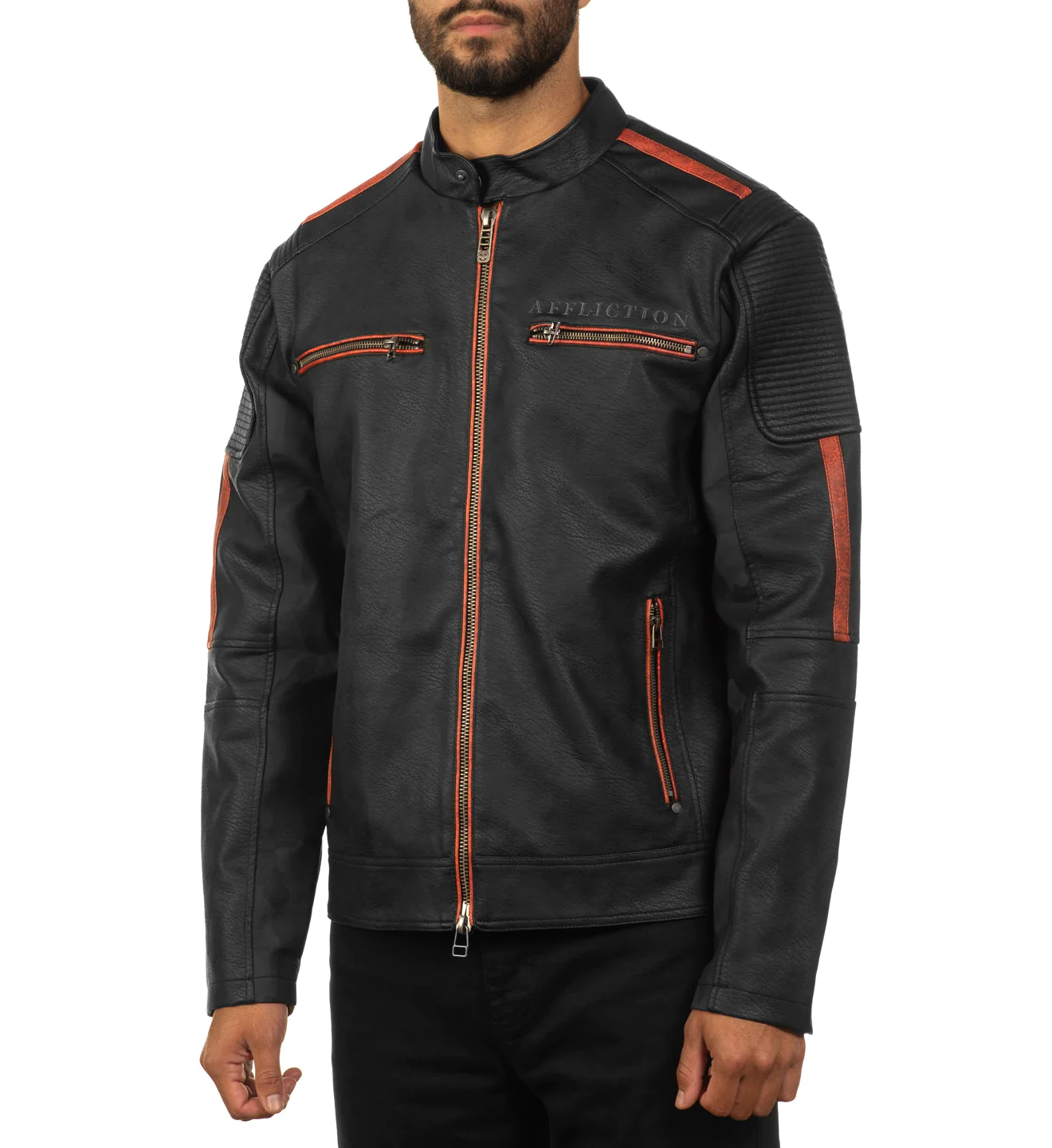 Affliction Black Bird Jacket Black Orange photo