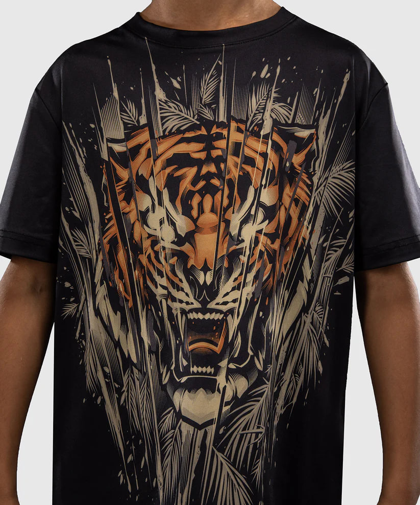 Детская футболка Venum Tiger Kids Dry Tech T-Shirt Black Neon Orange фото