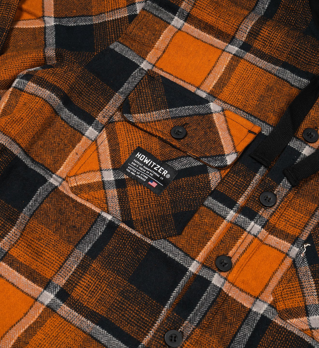 Howitzer Artillery Longsleeve Flannel Hood Brown Multi Shirt price