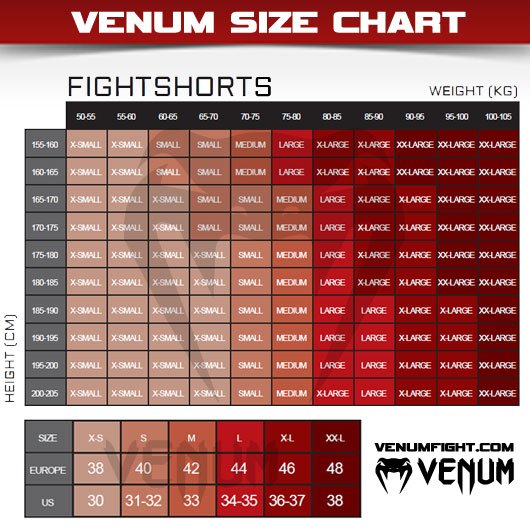 Venum shorts sizes