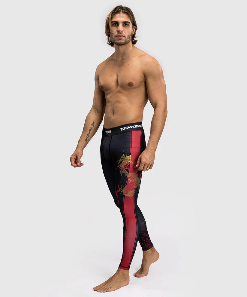 Мужские леггинсы Venum x TEKKEN 8 - Marshall Law Spats - Black/Red/Gold оригинал