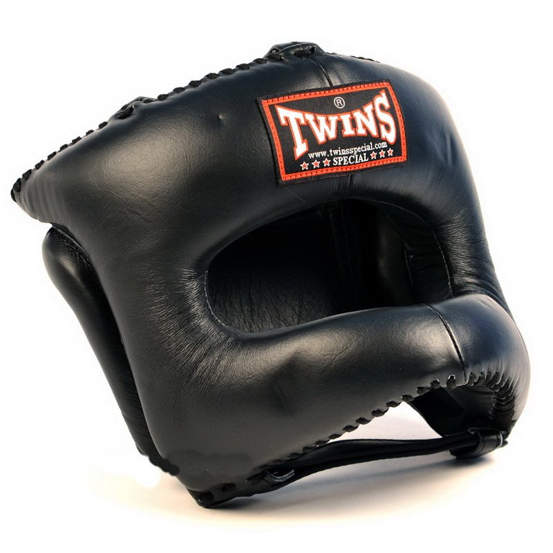 Боксерский шлем с металлическим каркасом Twins Cage Head Gear- Premium Leather w/ Nose and Cheek Guard