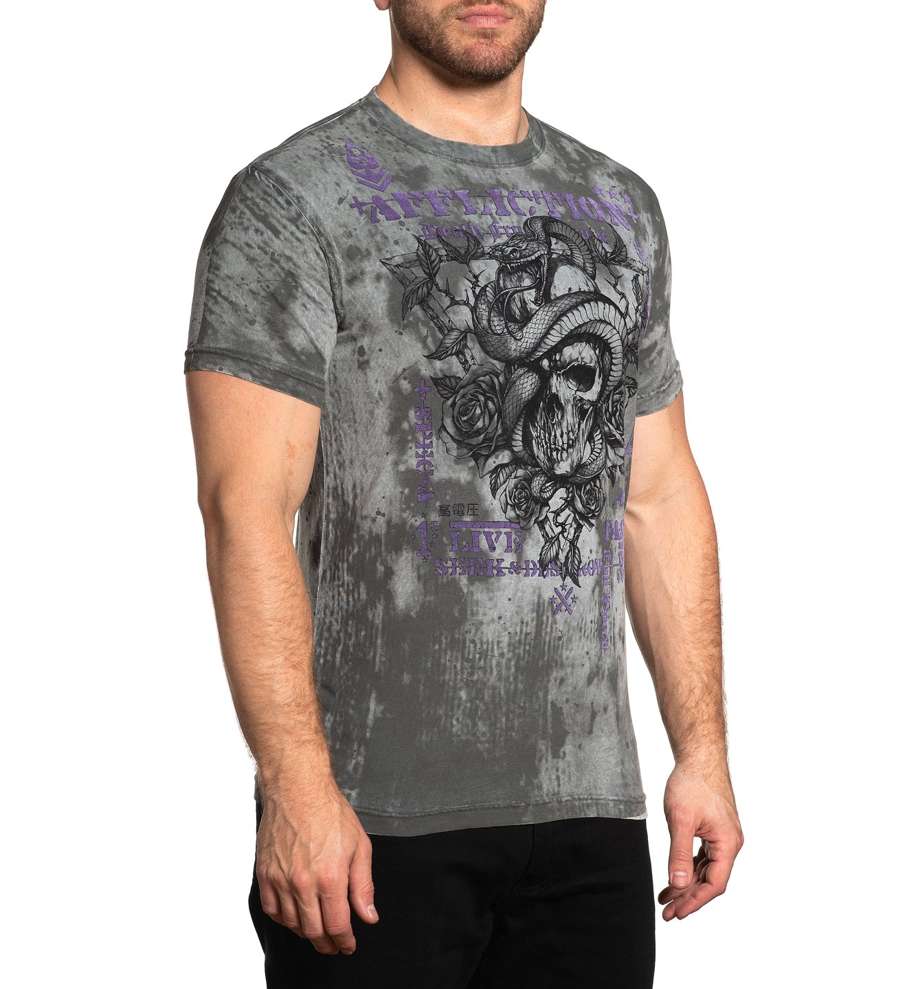 Футболка Affliction Serpent Command Silver Lava Wash ціна