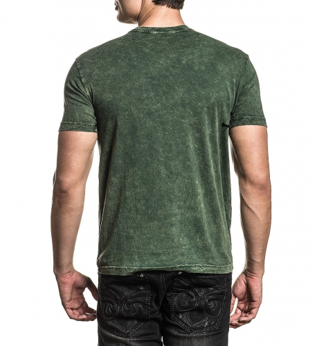 Футболка Affliction Battlefield SS Tee Military Green Lava Wash купити