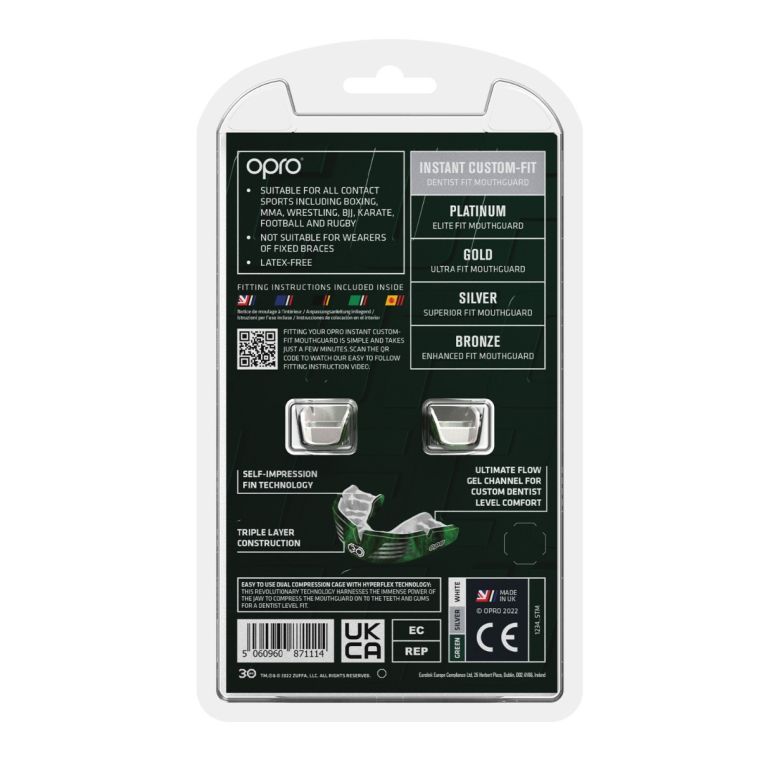 Капа OPRO Instant Custom-Fit UFC Green Silver ціна