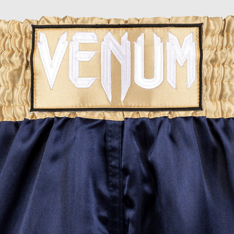 Тайські шорти Venum Classic Muay Thai Shorts Navy Blue Gold фото