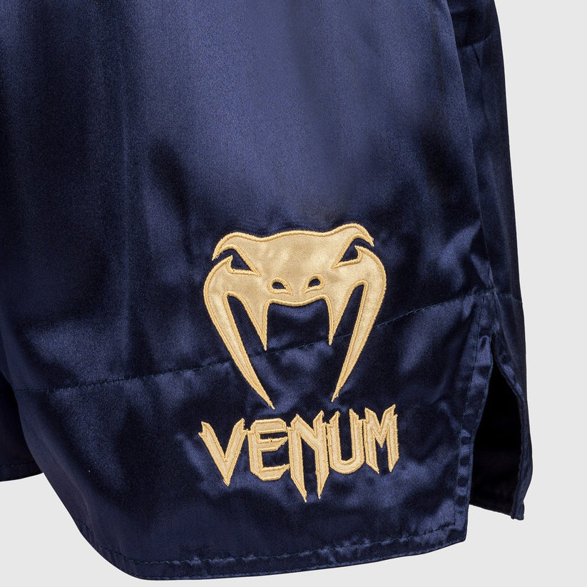 Тайські шорти Venum Classic Muay Thai Shorts Navy Blue Gold оригінал