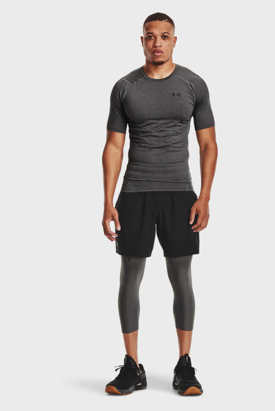 Mens T-shirt Under Armour HG Armor Comp Shortsleeve Grey photo