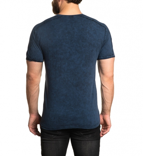 Футболка Affliction Bias SS Slit Neck Black Navy Lava Tint Wash купить