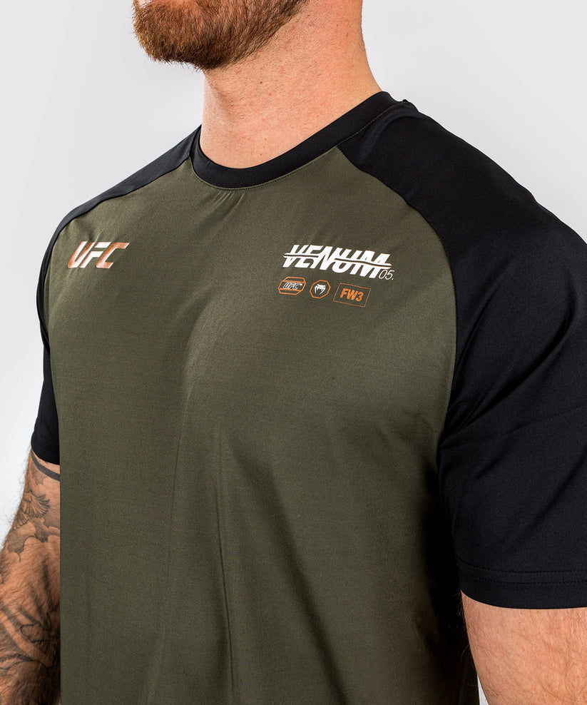 Venum UFC AdrenalineFight Week Mens Dry-tech T-shirt Khaki Bronze photo