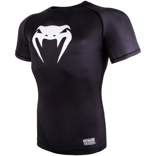 Компрессионная футболка Venum Contender 3.0 Compression T-shirt Short Sleeves Black/White цена