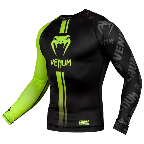 Рашгард Venum Logos Rashguard Long Sleeves Black Neo Yellow купити