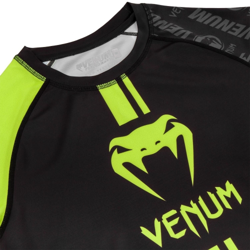 Рашгард Venum Logos Rashguard Long Sleeves Black Neo Yellow оригінал