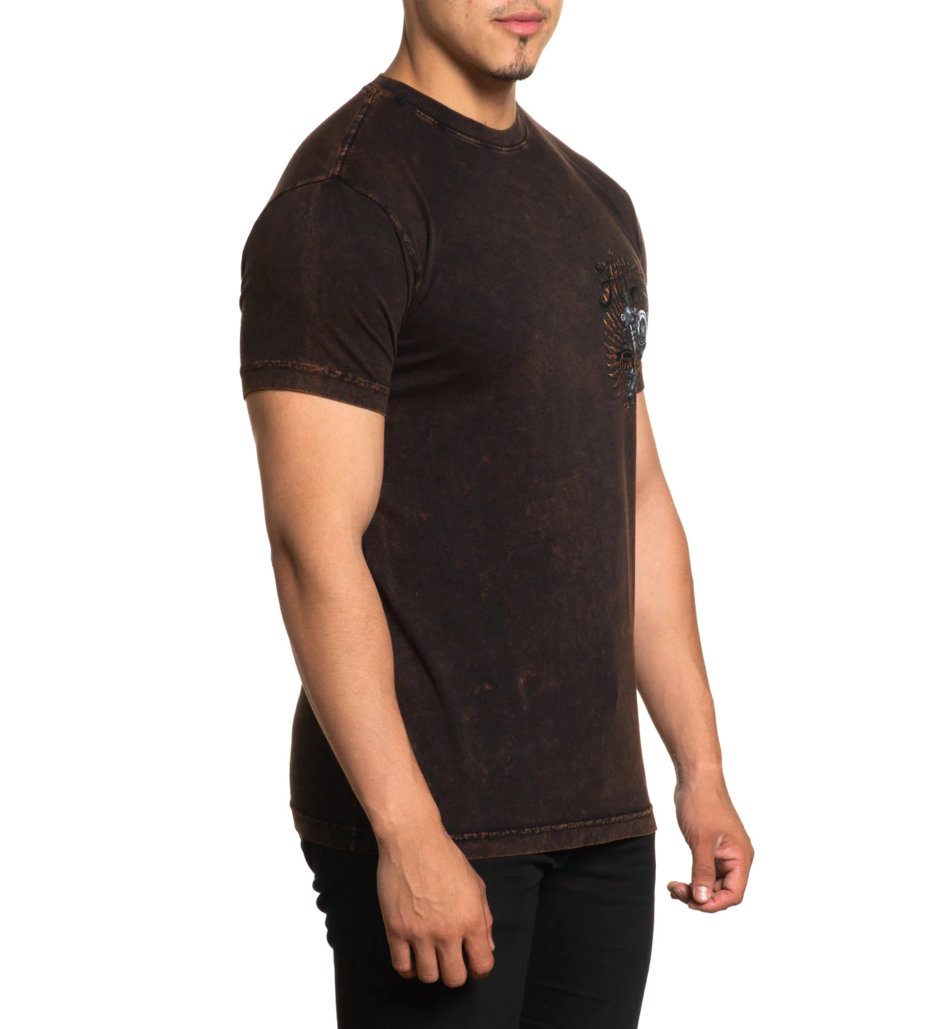 Affliction AC Chrome Lord Tee Black Brown Lava Wash T-shirt photo