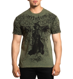 Affliction Scarecrow Military Green Lava Wash T-shirt