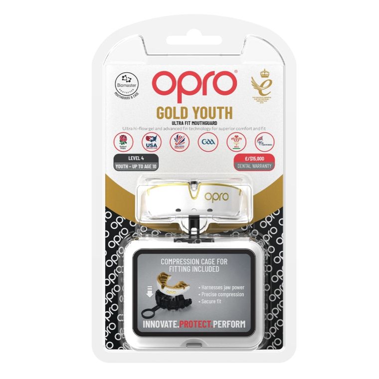 Childrens mouth guard Opro Self-fit GEN5 Youth Gold White Gold buy