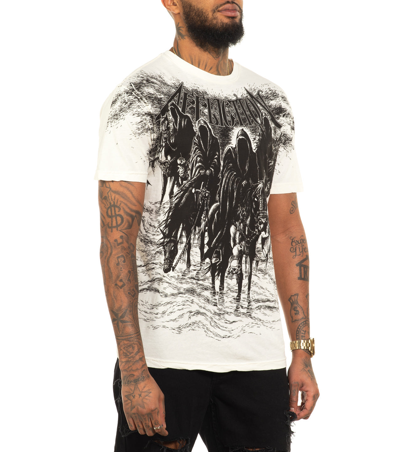 Футболка Affliction Black Night Tee Vintage White ціна