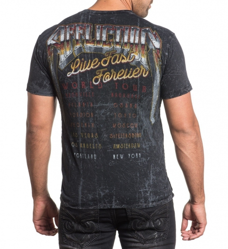 Футболка Affliction AC Roadie SS Vneck Tee Black купить