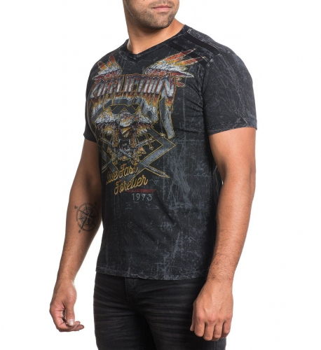 Футболка Affliction AC Roadie SS Vneck Tee Black фото