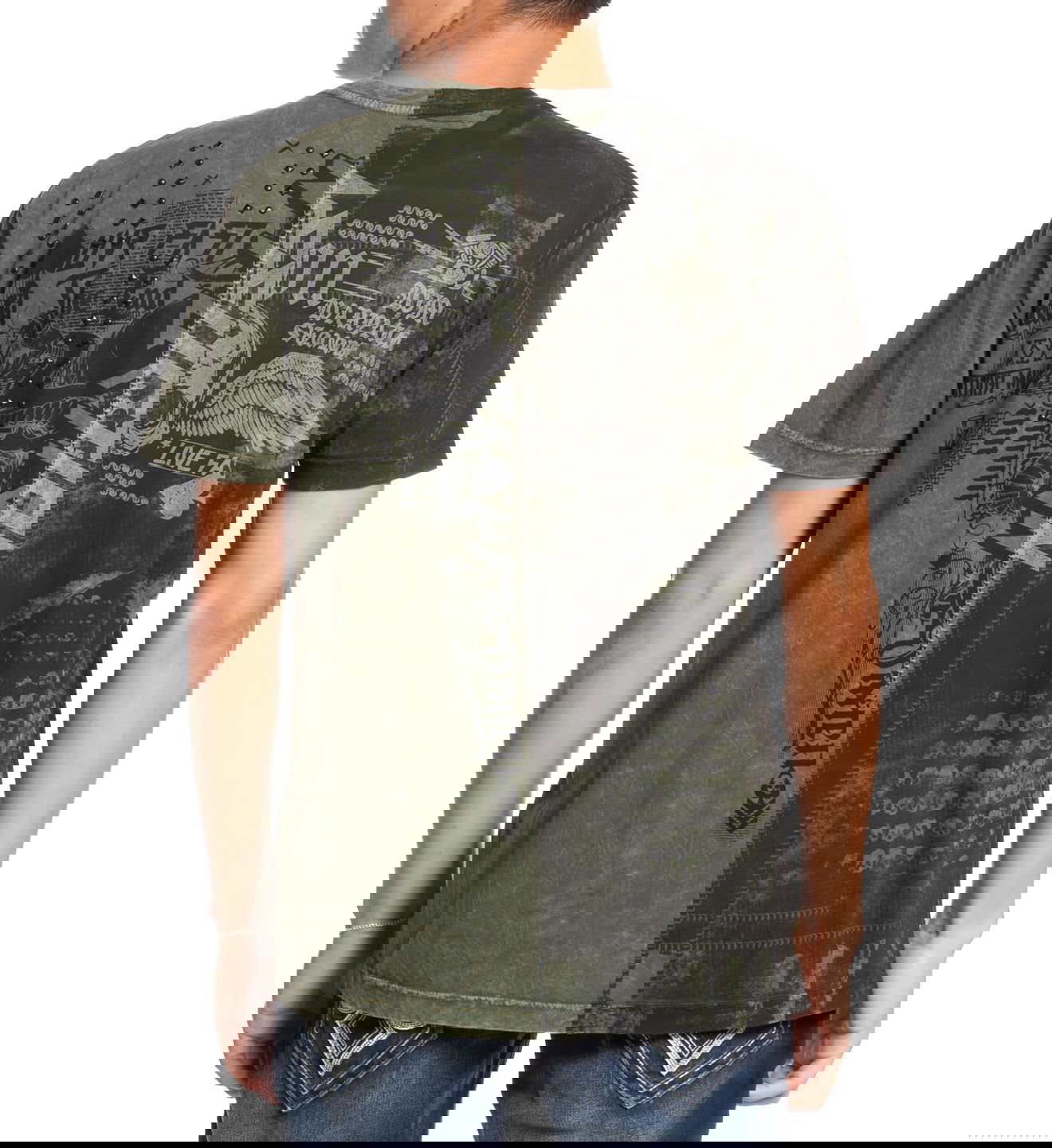 Affliction Fallen Outlaws Olive Green Lava Wash T-shirt buy