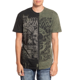 Футболка Affliction Fallen Outlaws Olive Green Lava Wash