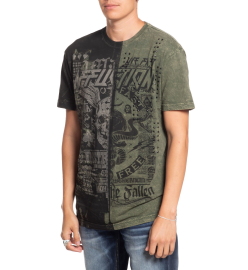 Affliction Fallen Outlaws Olive Green Lava Wash T-shirt price