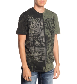 Affliction Fallen Outlaws Olive Green Lava Wash T-shirt photo