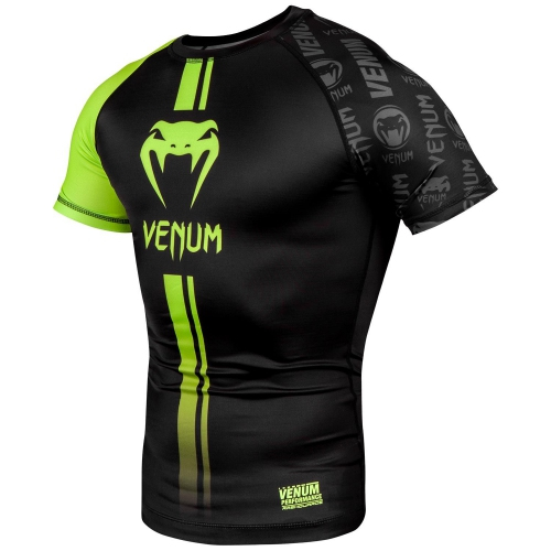 Рашгард Venum Logos Short Sleeves Rashguard Black Neo Yellow купити