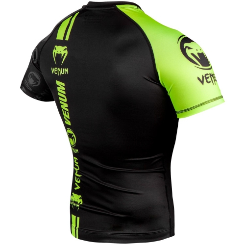 Рашгард Venum Logos Short Sleeves Rashguard Black Neo Yellow ціна