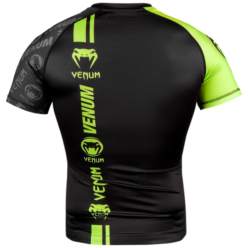 Рашгард Venum Logos Short Sleeves Rashguard Black Neo Yellow фото
