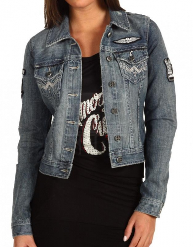 Женская джинсовая куртка Affliction Thundercat Denim Jacket цена