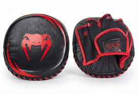 Venum Elite Thick Coaching Mitts Leather Mini (Pair) Black Red