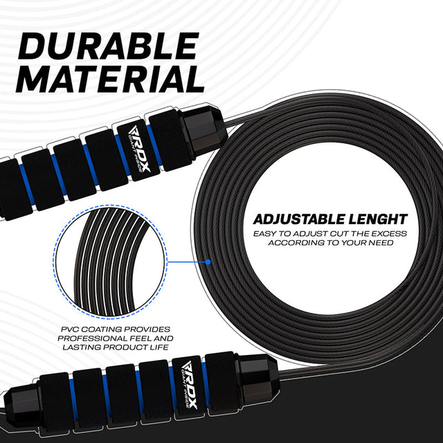 Скакалка RDX W1 Jump Rope With Foam Handles 313 cm Blue ціна