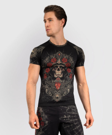 Venum Santa Muerte 5.0 Mens Short Sleeve Rashguard Deep Black Gold buy